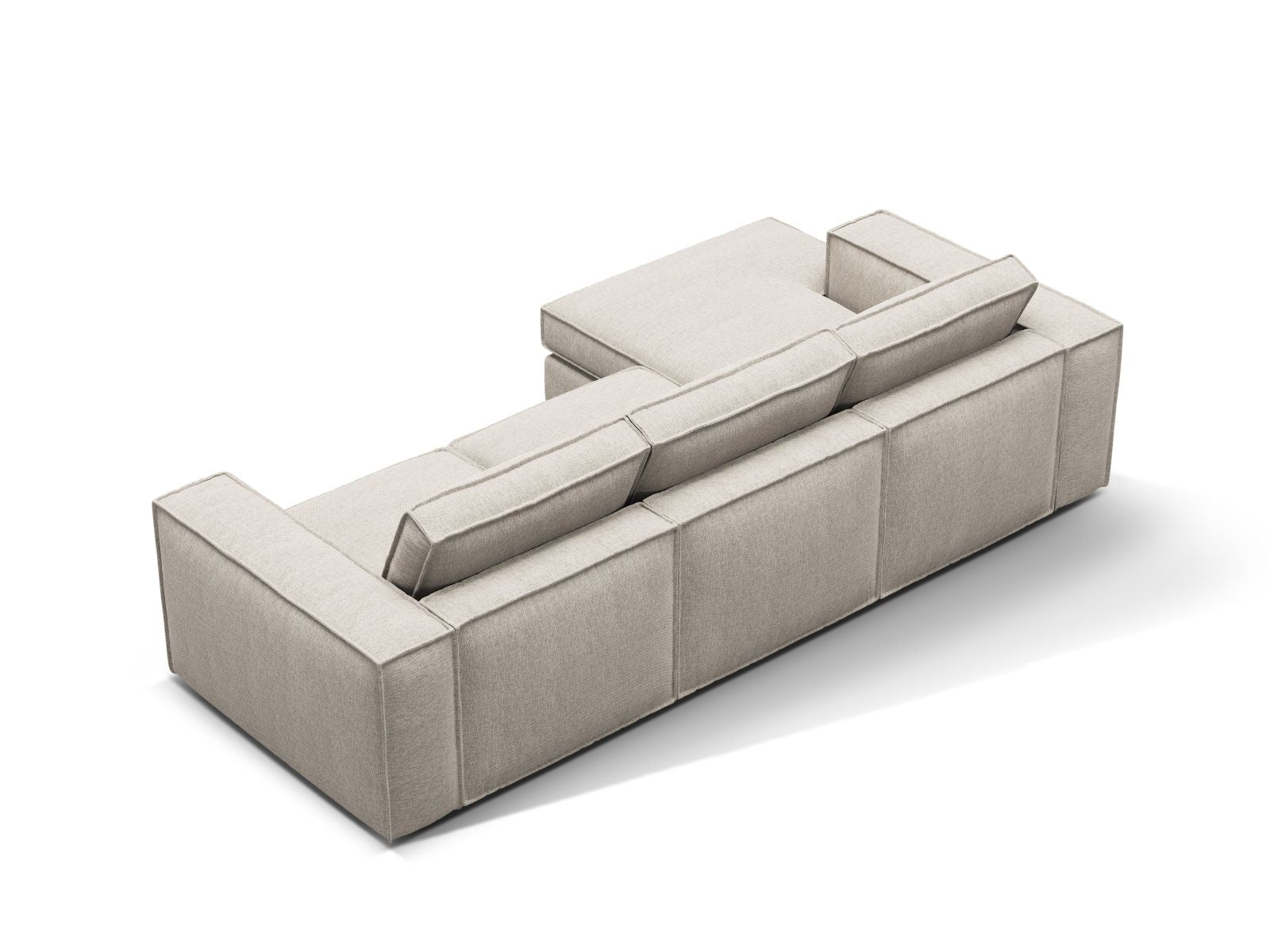 Modulares 3-Sitzer Ecksofa Pola in Sand-Babel, perfekt für stilvolle Wohnzimmer, vereint Funktionalität und zeitgemäßes Design.