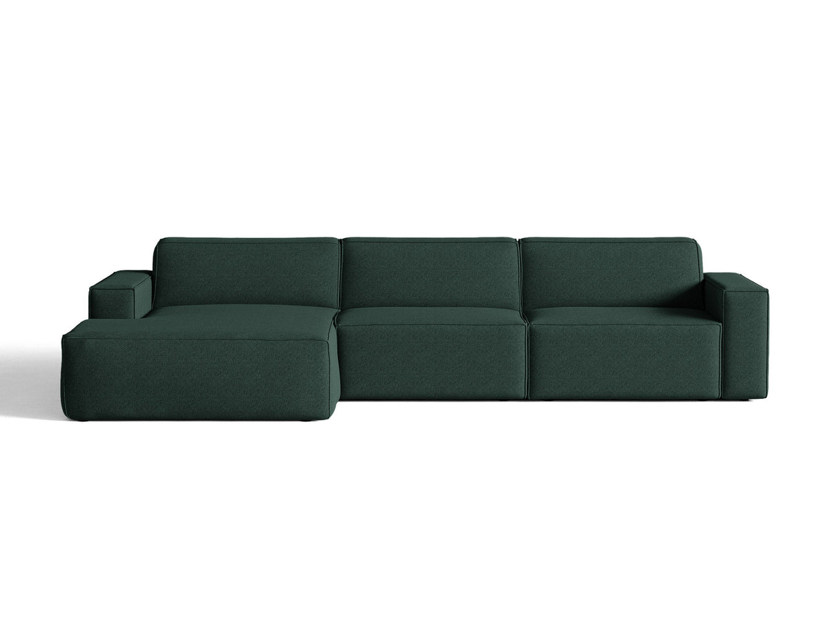 Modulares Ecksofa links Jodie von Micadoni mit Meridienne auf schwarzen Kunststoffbeinen