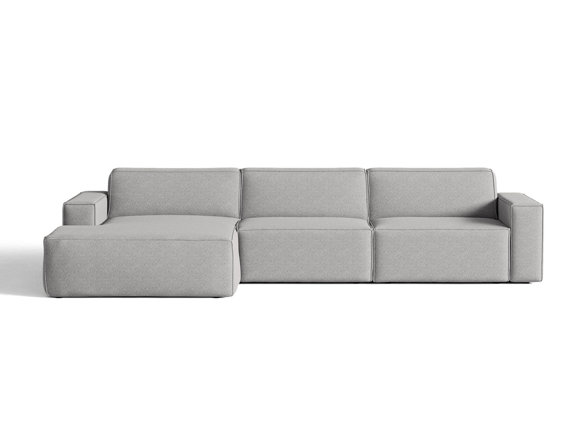 Modulares Ecksofa links Jodie von Micadoni mit Meridienne auf schwarzen Kunststoffbeinen