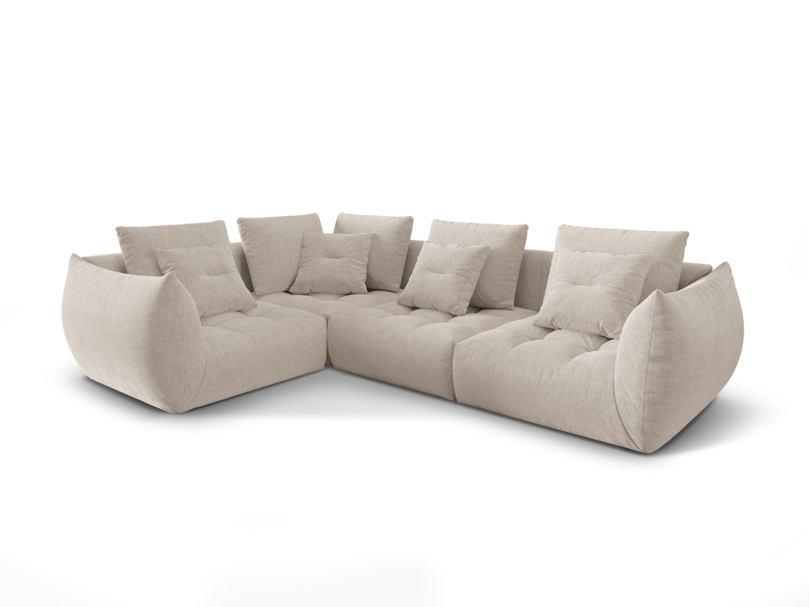 Entdecken Sie das Bloom Modulare Ecksofa links 3 Sitzer von Micadoni – ein elegantes Velourssofa, das zeitgemässen Komfort und stilvolles Design vereint.
