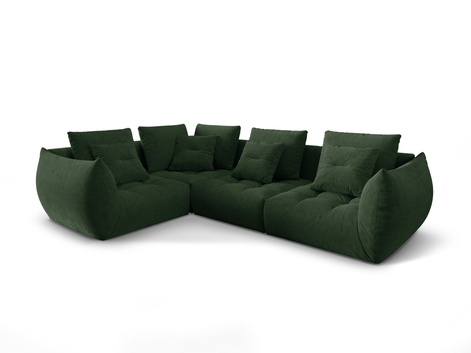 Entdecken Sie das Bloom Modulare Ecksofa links 3 Sitzer von Micadoni – ein elegantes Velourssofa, das zeitgemässen Komfort und stilvolles Design vereint.