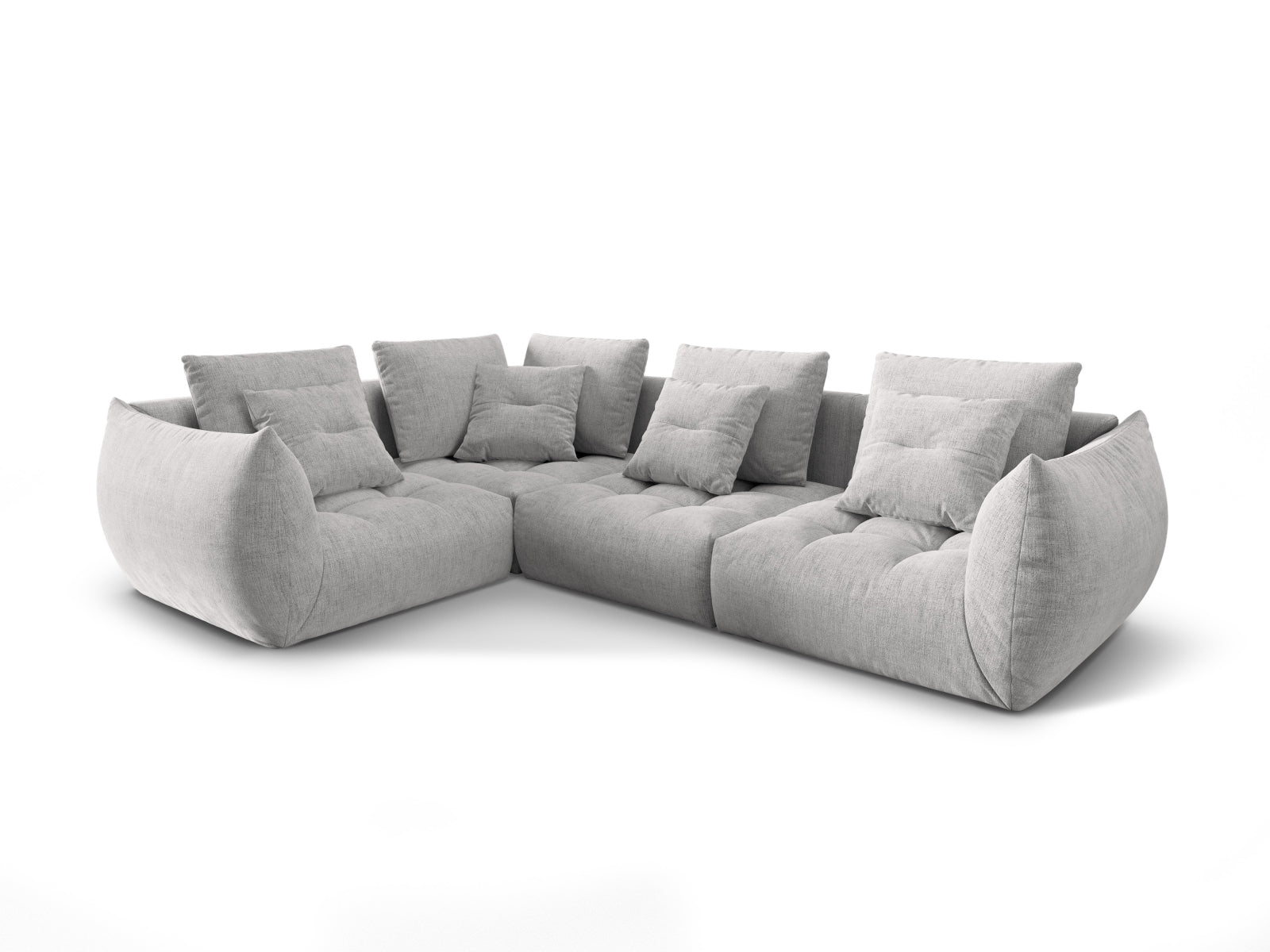 Entdecken Sie das Bloom Modulare Ecksofa links 3 Sitzer von Micadoni – ein elegantes Velourssofa, das zeitgemässen Komfort und stilvolles Design vereint.