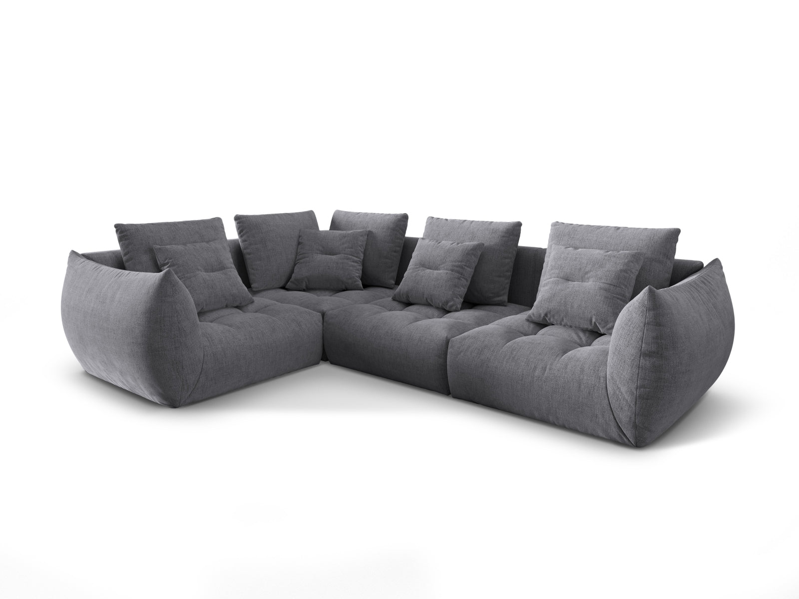 Entdecken Sie das Bloom Modulare Ecksofa links 3 Sitzer von Micadoni – ein elegantes Velourssofa, das modernen Komfort und stilvolles Design vereint.