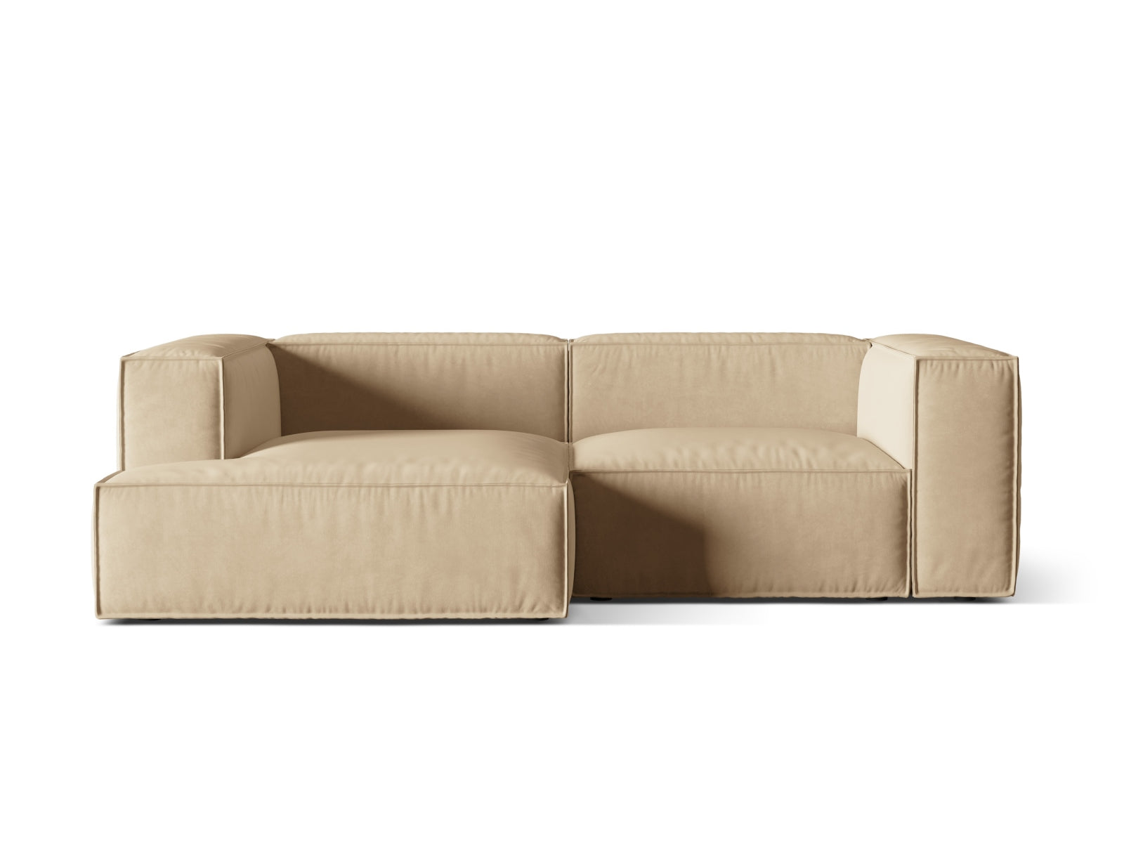 Nuria Velour Modular Ecksofa links 3 Sitzer in Nude-Paris präsentiert im Onlineshop von KAQTU Design AG. L-Sofa links ist von Micadoni