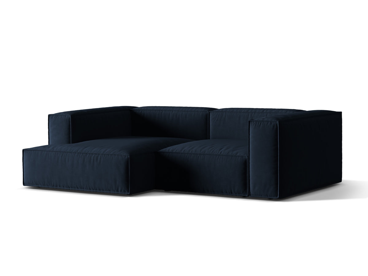 Nuria Velour Modular Ecksofa links 3 Sitzer in Dark Blue-Paris präsentiert im Onlineshop von KAQTU Design AG. L-Sofa links ist von Micadoni