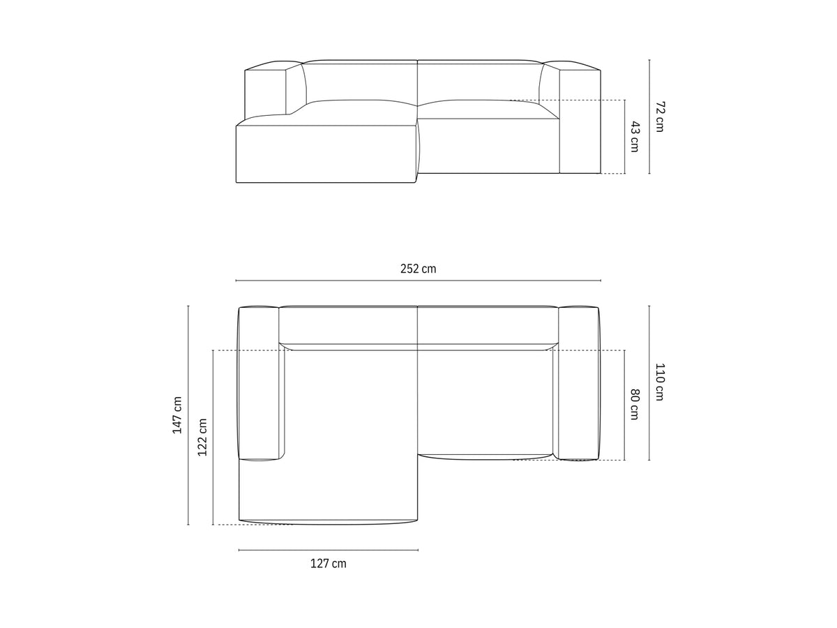 Nuria Velour Modular Ecksofa links 3 Sitzer in Grey-Paris präsentiert im Onlineshop von KAQTU Design AG. L-Sofa links ist von Micadoni