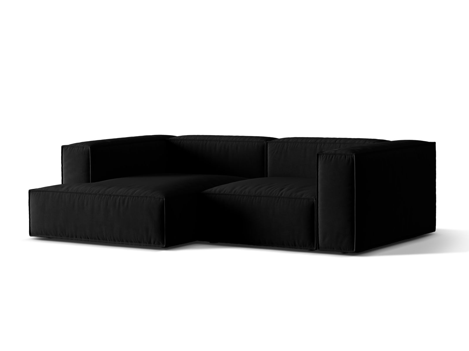 Nuria Velour Modular Ecksofa links 3 Sitzer in Black präsentiert im Onlineshop von KAQTU Design AG. Ecksofa links ist von Micadoni