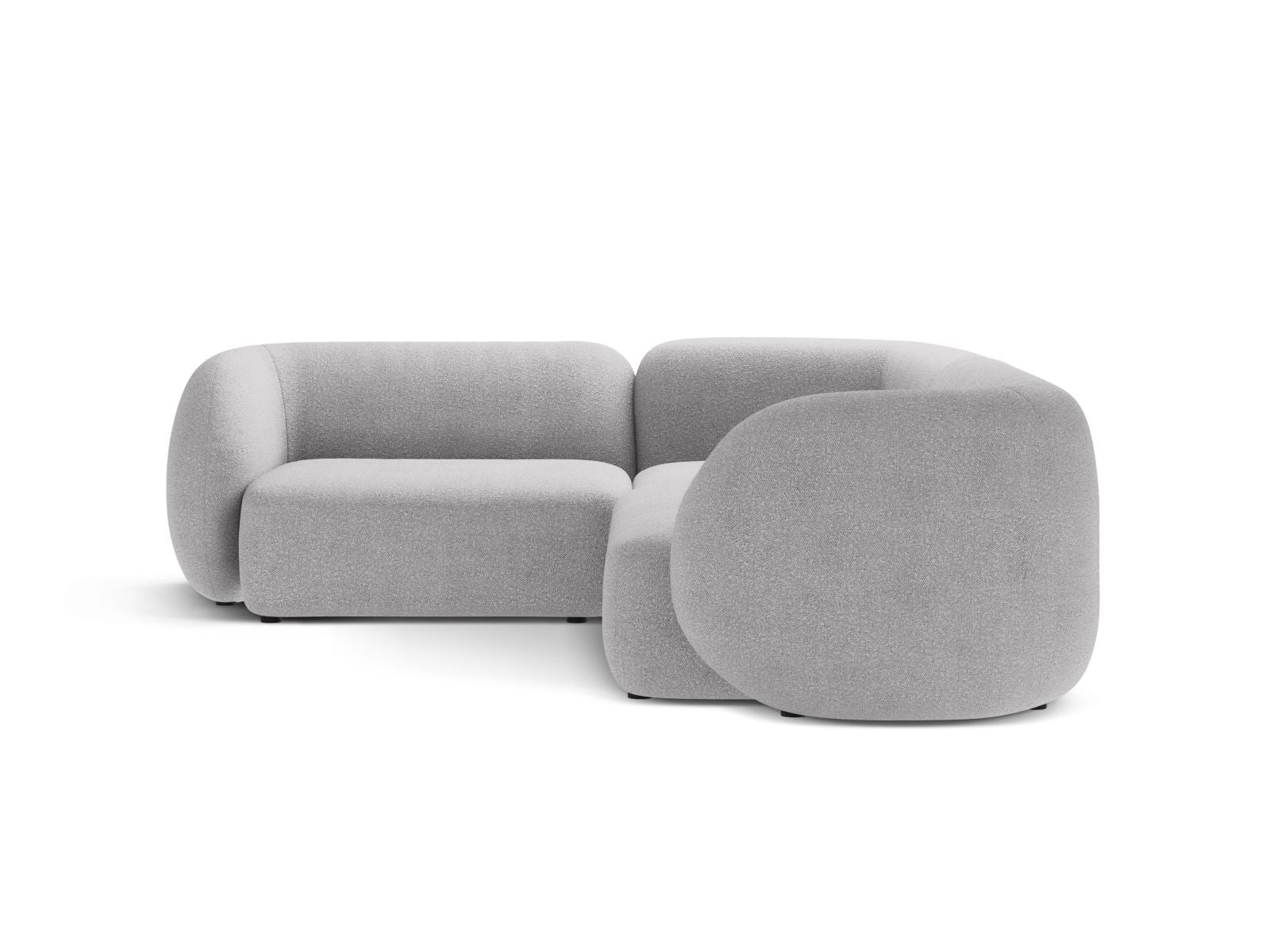 Stylisches 4-Sitzer Ecksofa links Kate in hellem Grau, ideal für moderne Wohnräume, präsentiert von Micadoni.