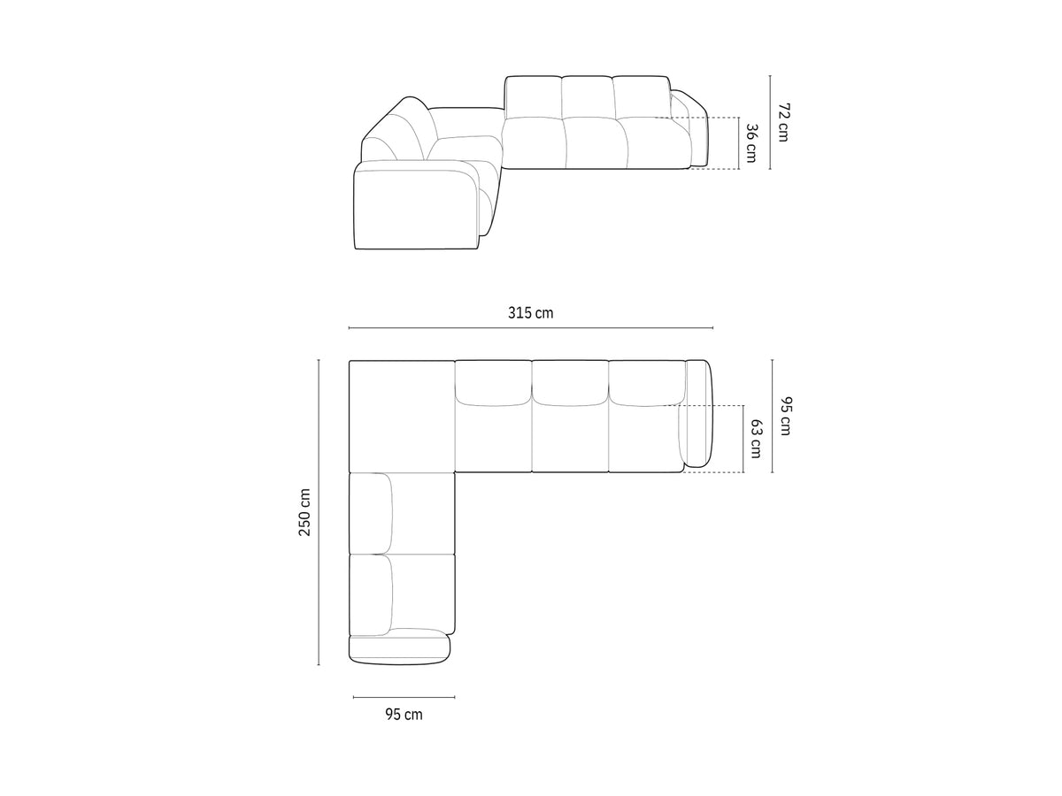 Molino Boucle Ecksofa links 6 Sitzer in Black-Baloo präsentiert im Onlineshop von KAQTU Design AG. Ecksofa links ist von Micadoni