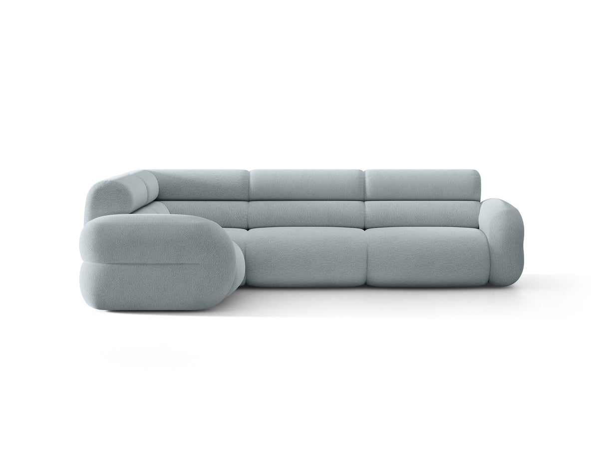 Micadoni Neo Linkes Ecksofa in Dunklem Olivgrün, L-Sofa links mit tiefer Sitzfläche, hoher Rückenlehne und schwarzen Kunststoffbeinen.