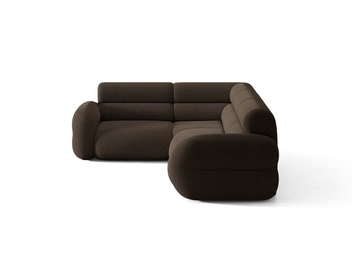 Micadoni Neo Linkes Ecksofa in Dunklem Olivgrün, L-Sofa links mit tiefer Sitzfläche, hoher Rückenlehne und schwarzen Kunststoffbeinen.