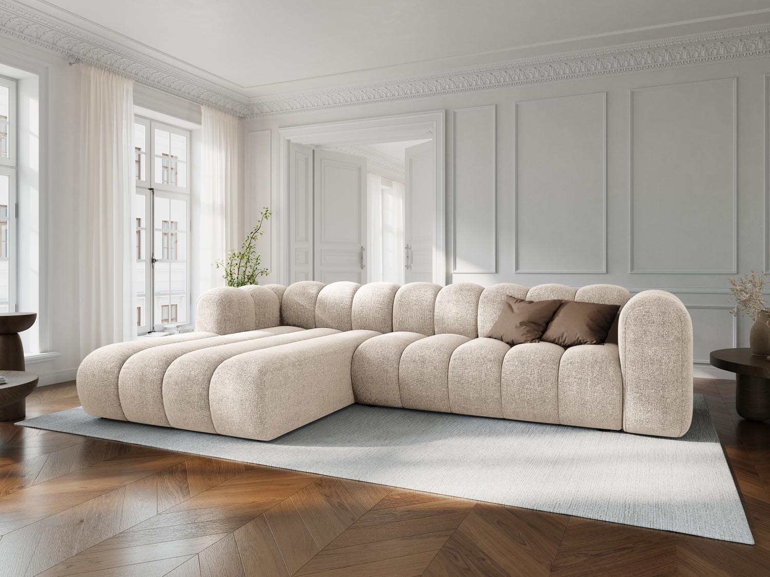 Lupine Modulares Ecksofa links 4 Sitzer in Light Beige präsentiert im Onlineshop von KAQTU Design AG. Ecksofa links ist von Micadoni