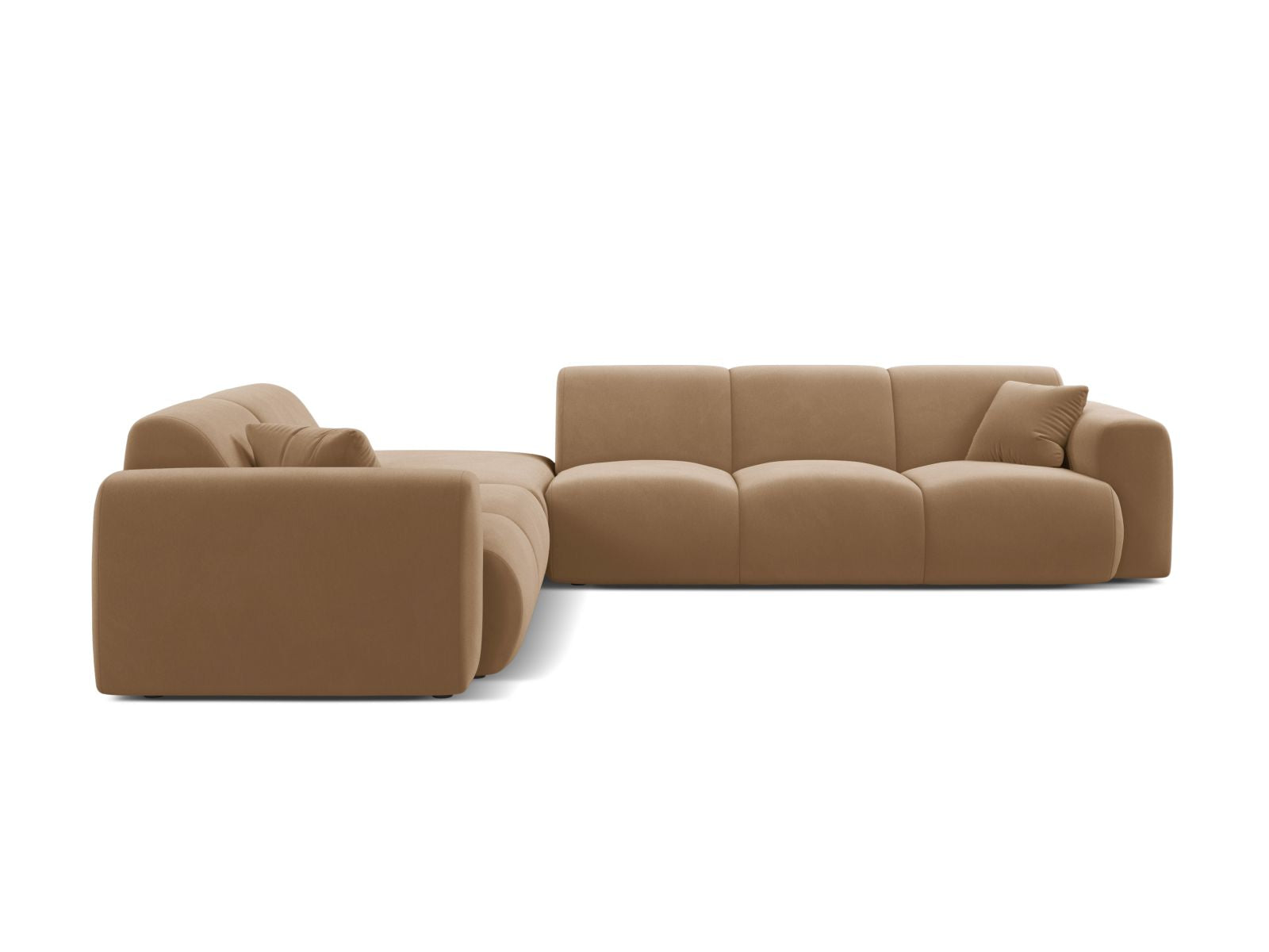 Elegantes 6-Sitzer Ecksofa links Molino in sanften Sandtönen, ideal für stilvolle Wohnräume, von Micadoni.