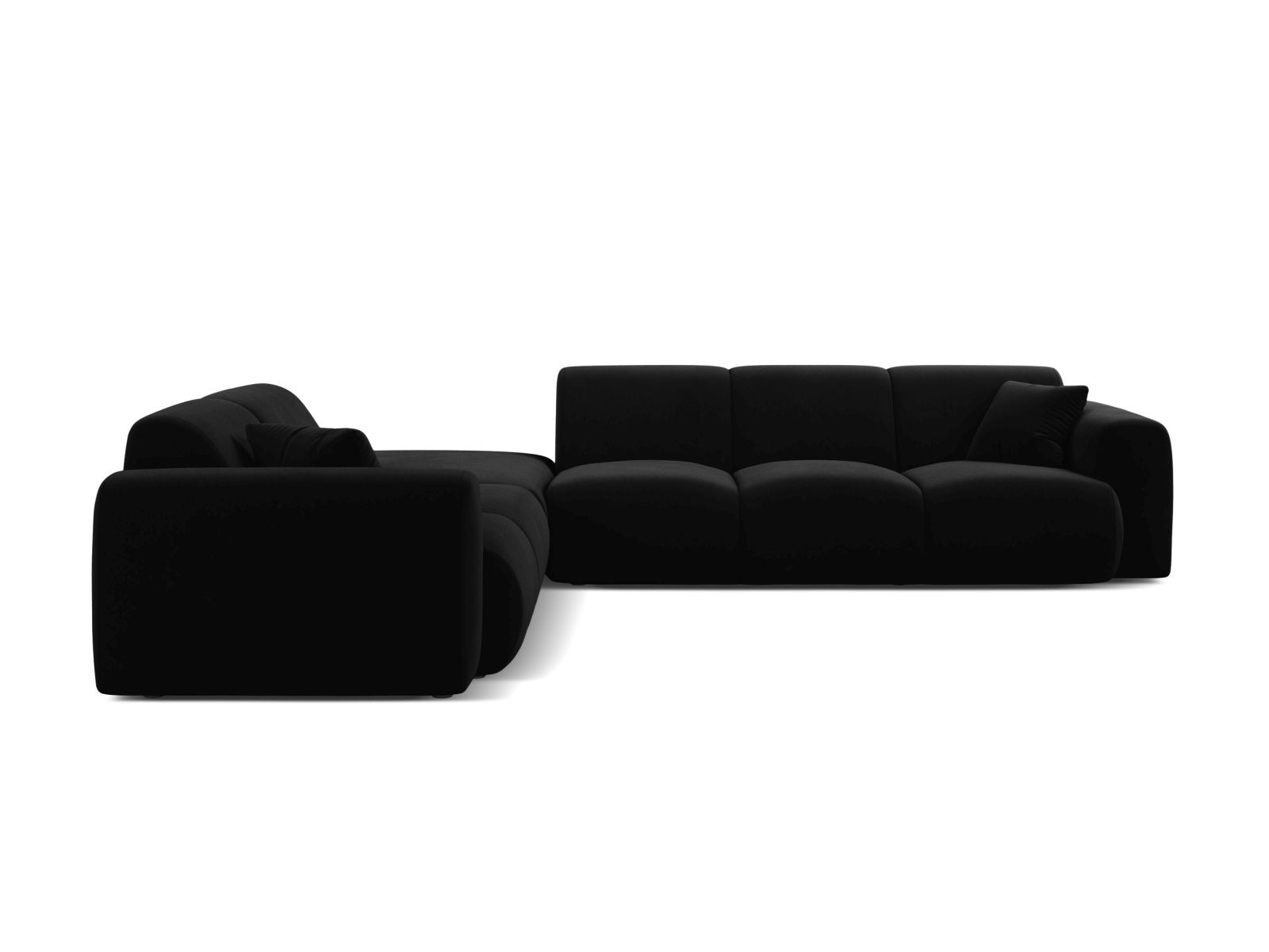 Elegantes 6-Sitzer Ecksofa links Molino in stilvollem Schwarz, ideal für moderne Wohnräume, von Micadoni.