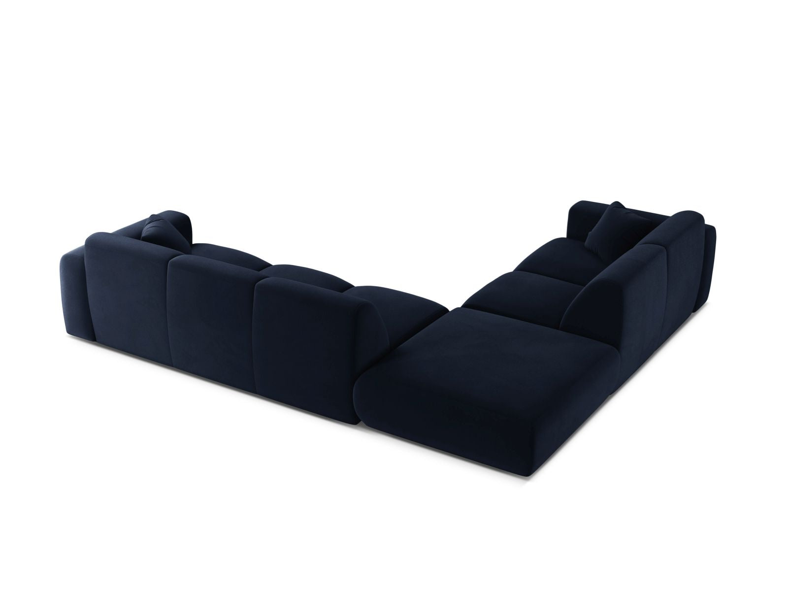 Elegantes 6-Sitzer Ecksofa links Molino in Royal Blue-Casino, ideal für gesellige Abende und geschmackvolle Wohnräume.