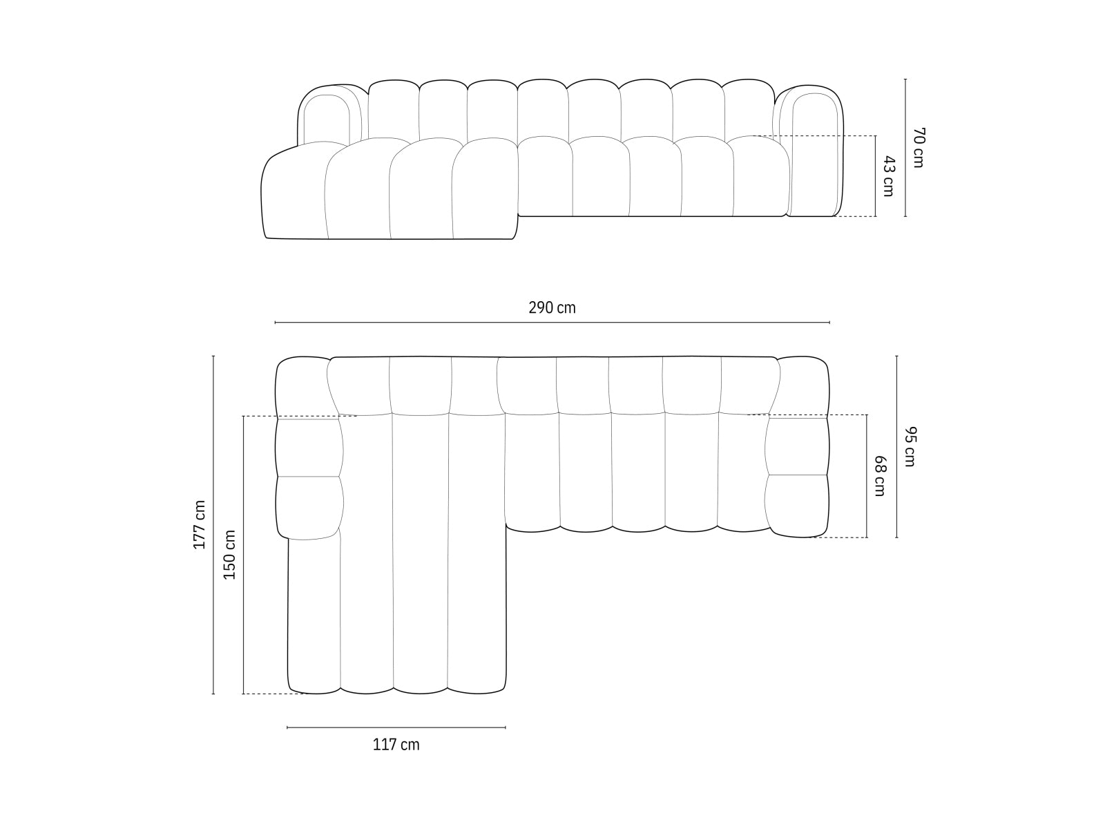 Lupine Modulares Ecksofa links 4 Sitzer in Dark Beige präsentiert im Onlineshop von KAQTU Design AG. Ecksofa links ist von Micadoni