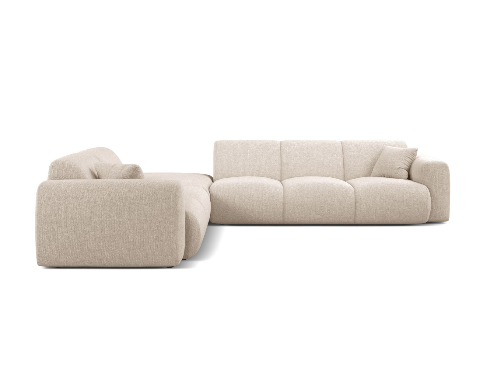 Stylisches 6-Sitzer Ecksofa links Molino in hellem Beige, ideal für moderne Wohnräume, präsentiert von Micadoni.