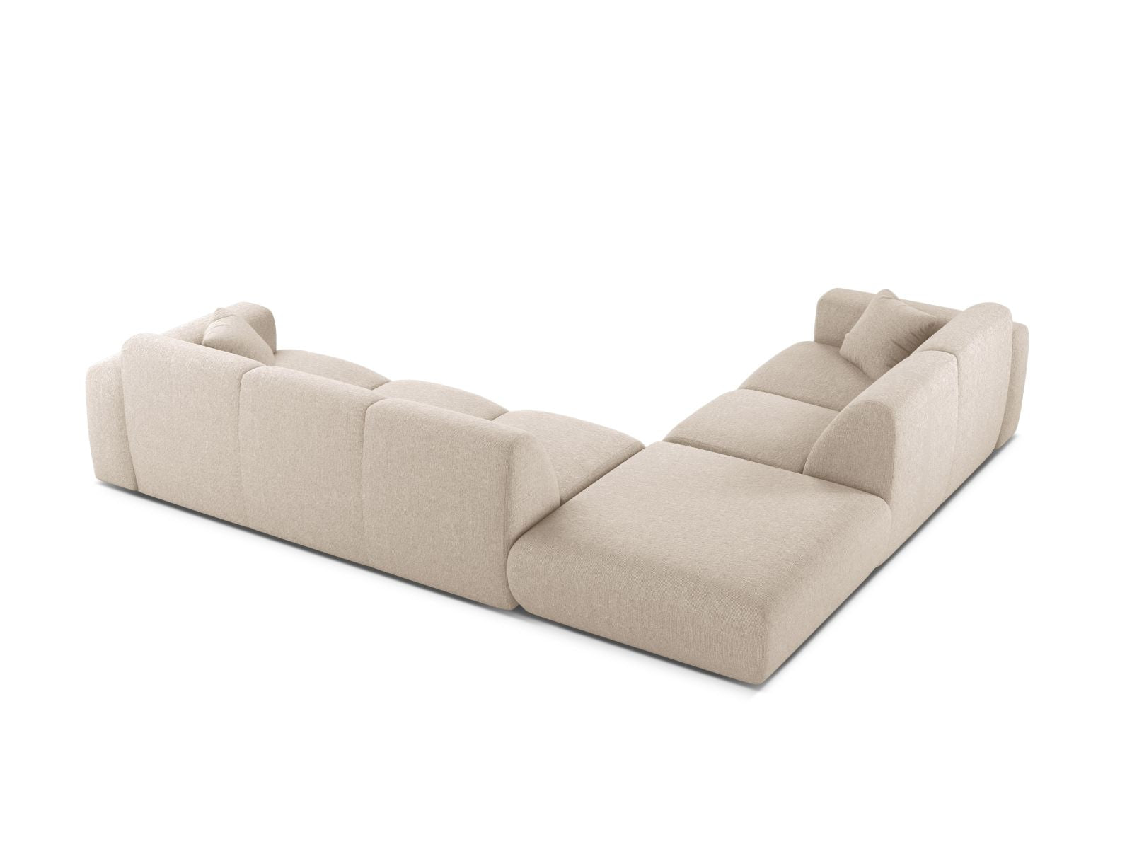Modernes 6-Sitzer Ecksofa links Molino in zartem Beige, ideal für gemütliche und stilvolle Wohnräume, erhältlich bei Micadoni.
