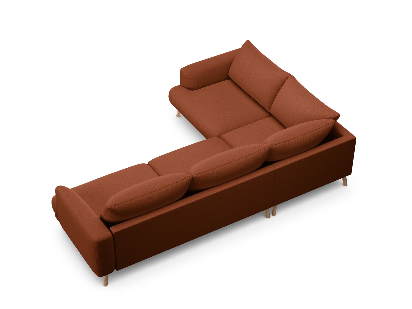 Modernes 4-Sitzer Ecksofa links Naomi in ansprechendem Brick-Liberty Design, ideal für gemütliche und stilvolle Wohnräume.