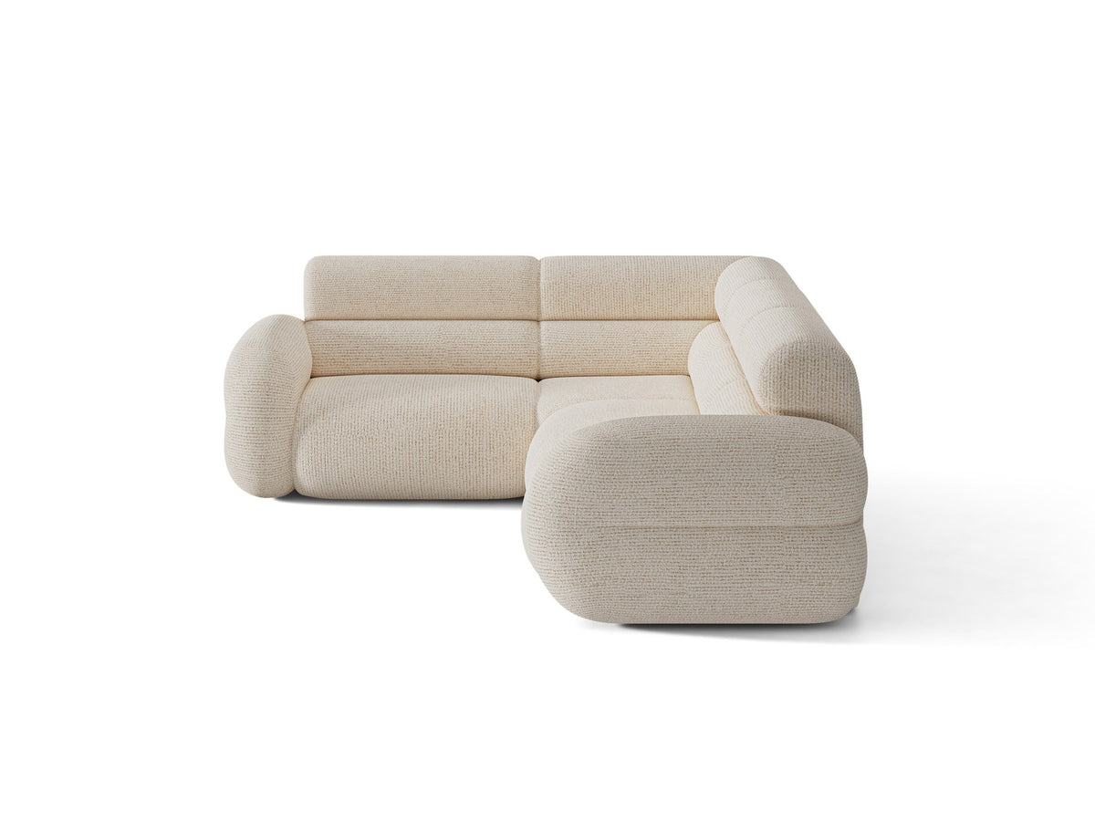 Micadoni Neo Linkes Ecksofa in Dunklem Olivgrün, L-Sofa links mit tiefer Sitzfläche, hoher Rückenlehne und schwarzen Kunststoffbeinen.