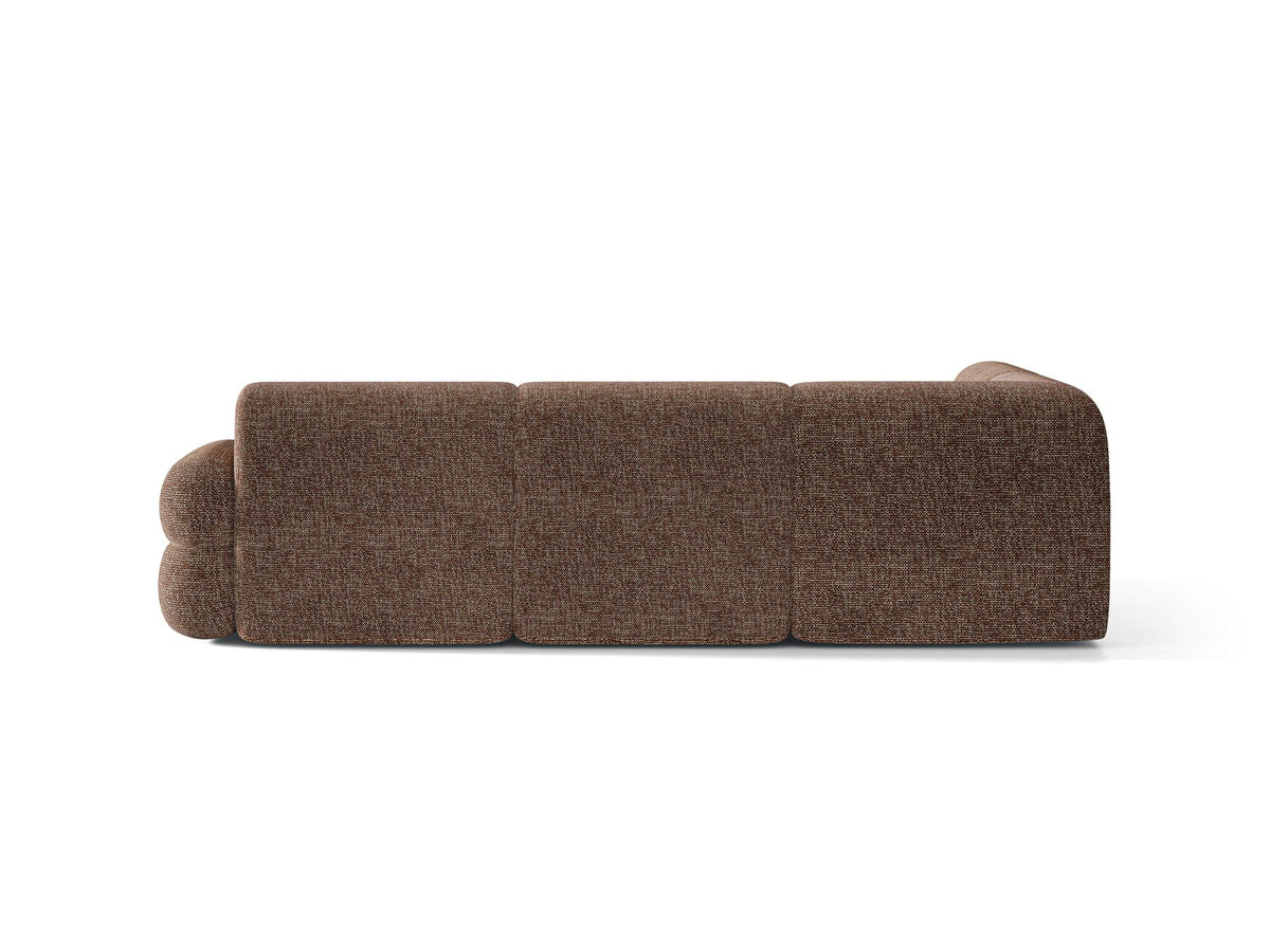 Micadoni Neo Linkes Ecksofa in Dunklem Olivgrün, L-Sofa links mit tiefer Sitzfläche, hoher Rückenlehne und schwarzen Kunststoffbeinen.