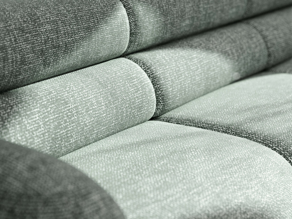 Micadoni Neo Linkes Ecksofa in Dunklem Olivgrün, L-Sofa links mit tiefer Sitzfläche, hoher Rückenlehne und schwarzen Kunststoffbeinen.