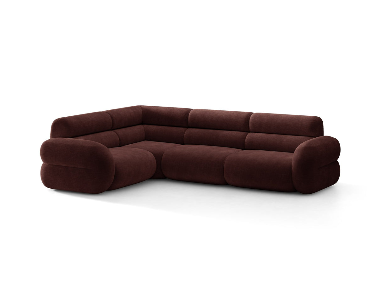 Micadoni Neo Linkes Ecksofa in Dunklem Olivgrün, L-Sofa links mit tiefer Sitzfläche, hoher Rückenlehne und schwarzen Kunststoffbeinen.