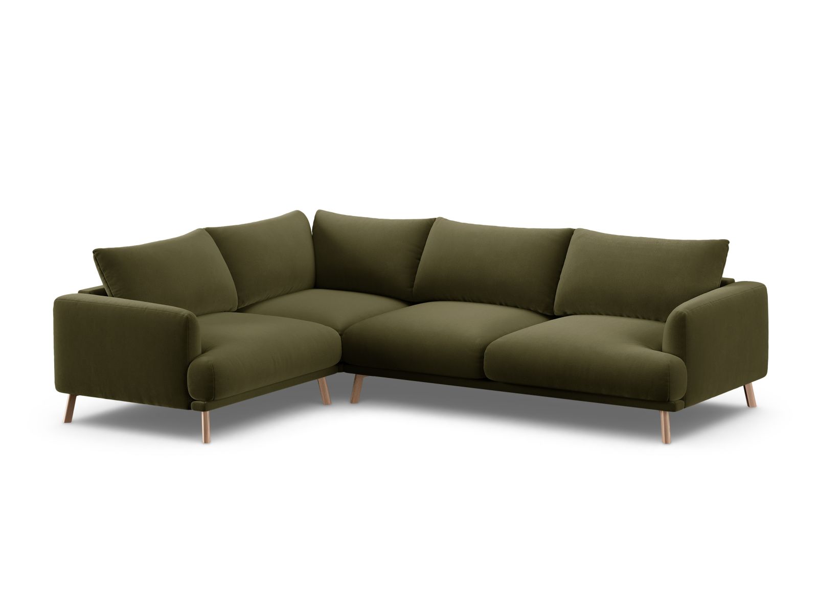 Stylisches 4-Sitzer Ecksofa links Naomi in elegantem Green-Salvador, ideal für moderne Wohnräume, erhältlich bei KAQTU Design AG.
