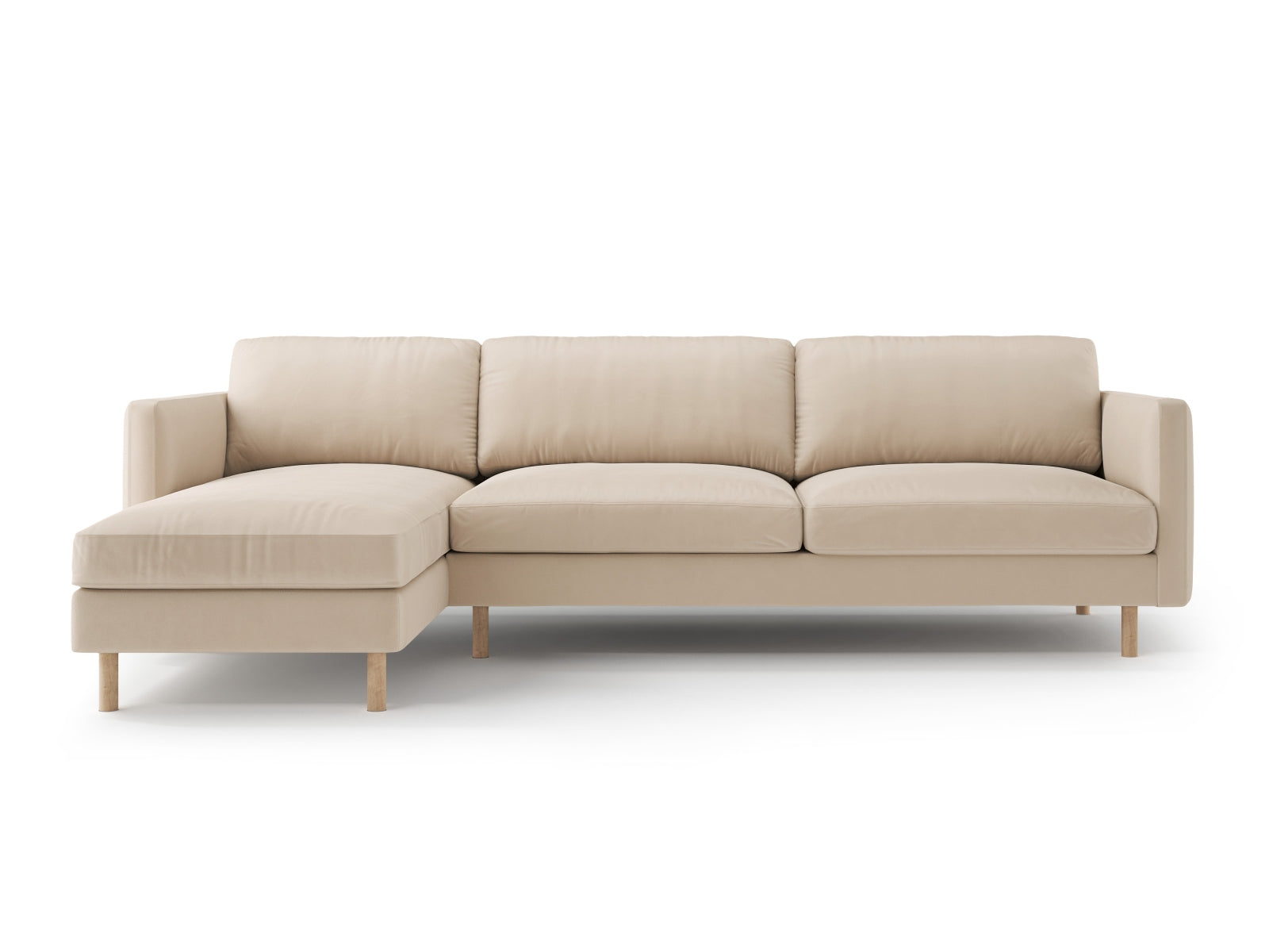 Erleben Sie das Eden Velour links Ecksofa 4-Sitzer von Micadoni: Stilvolles Velours, elegantes Design und hervorragender Sitzkomfort für Ihr Wohnzimmer.