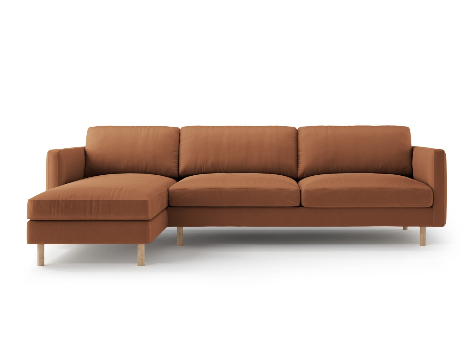 Erleben Sie das Eden Velour links Ecksofa 4-Sitzer von Micadoni: Stilvolles Velours, elegantes Design und hervorragender Sitzkomfort für Ihr Wohnzimmer.