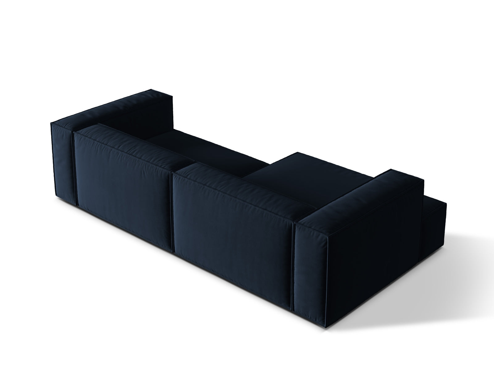 Stylisches, modulares Ecksofa Nuria in tiefem Blau, linksseitig, 4-Sitzer von Micadoni, ideal für zeitgemäße Wohnräume.