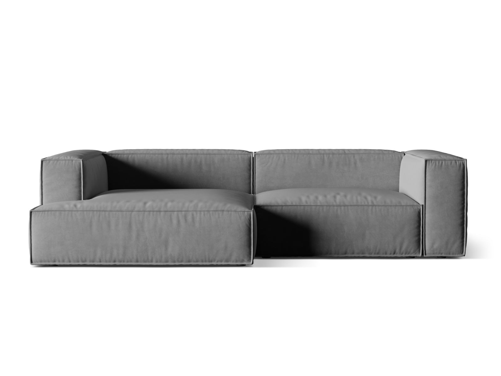 Nuria Velour Modular Ecksofa links 4 Sitzer in Grey-Paris präsentiert im Onlineshop von KAQTU Design AG. L-Sofa links ist von Micadoni