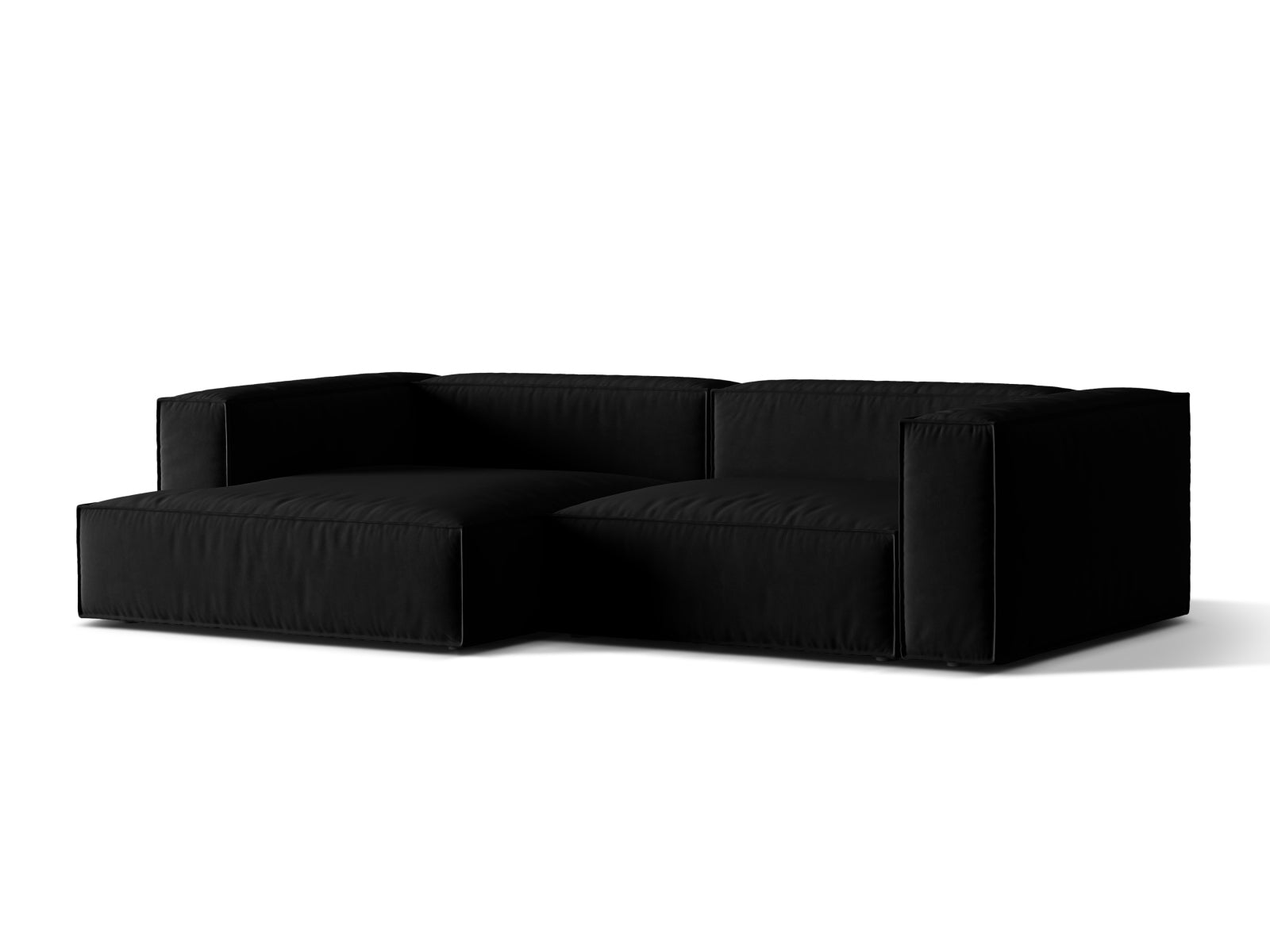Nuria Velour Modular Ecksofa links 4 Sitzer in Black präsentiert im Onlineshop von KAQTU Design AG. Ecksofa links ist von Micadoni