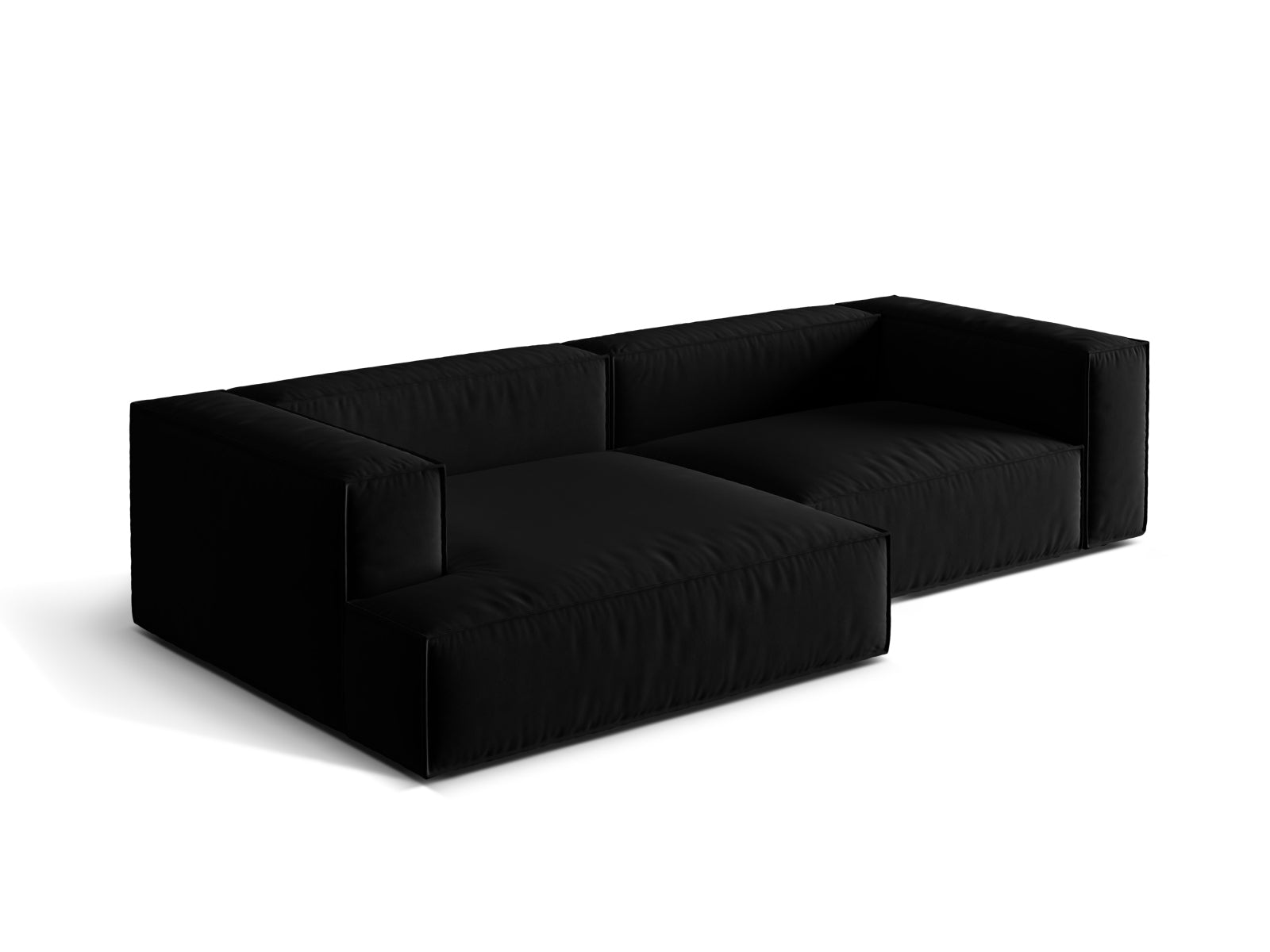 Nuria Velour Modular Ecksofa links 4 Sitzer in Black präsentiert im Onlineshop von KAQTU Design AG. Ecksofa links ist von Micadoni