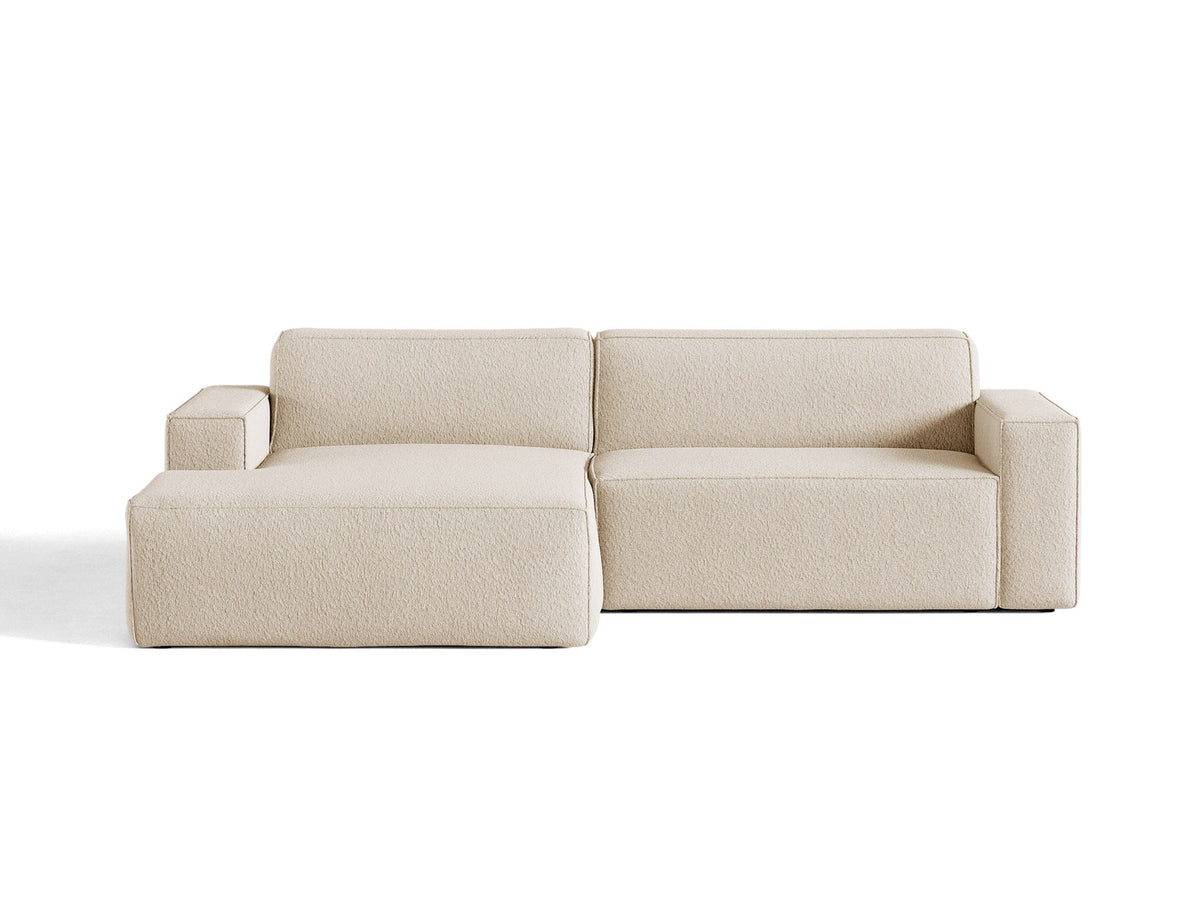 Jodie Boucle modulares Ecksofa links 3 Sitzer in Beige-Baloo präsentiert im Onlineshop von KAQTU Design AG. L-Sofa links ist von Micadoni