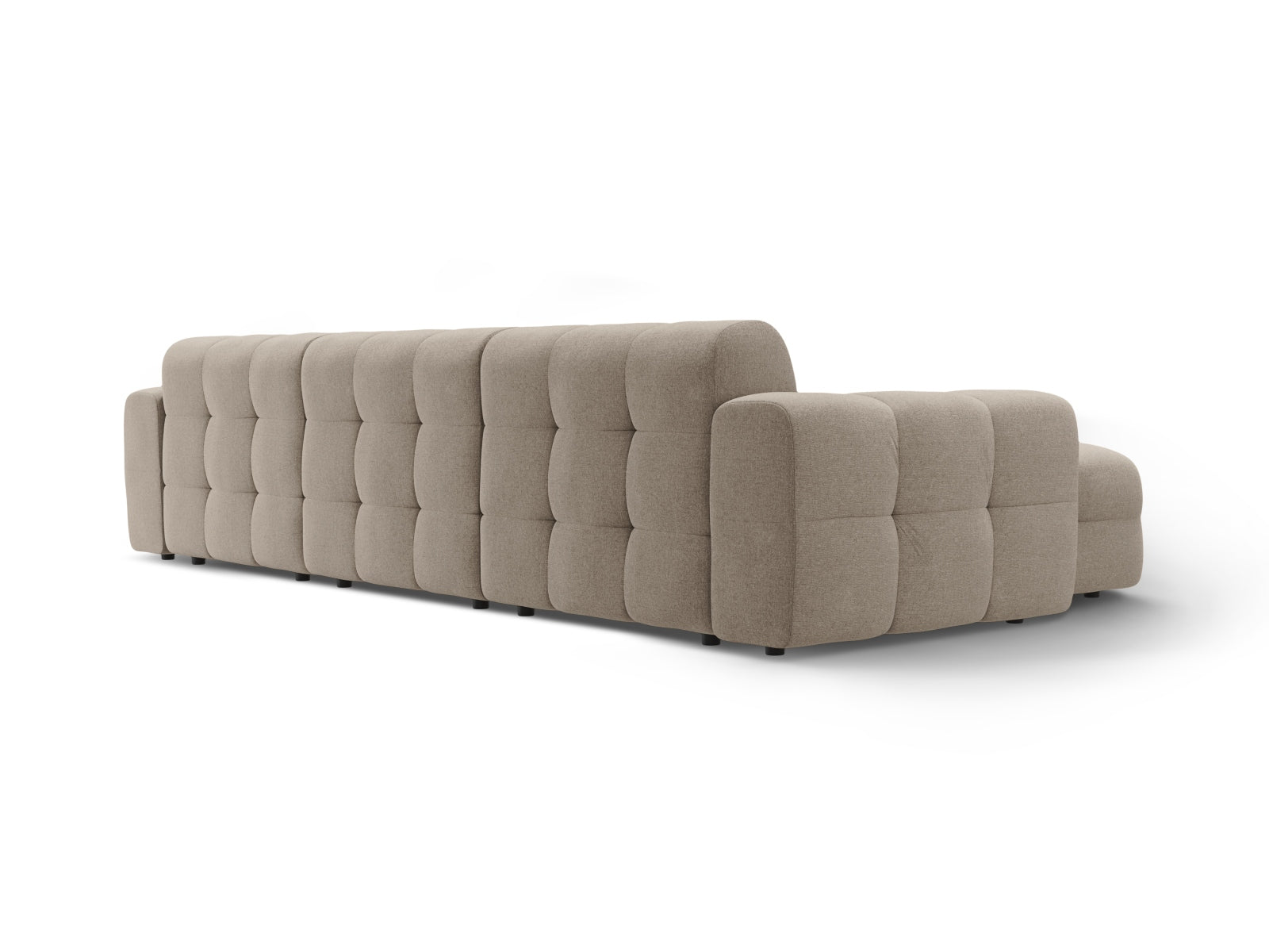 Modernes Kendal Ecksofa links, 5-Sitzer in edlem Dunkelbeige, ideal für stilvolle Wohnräume und gemütliche Abende.