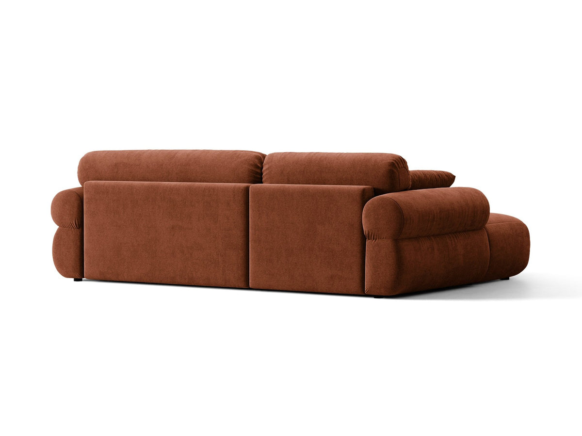 Beiges L-Sofa Ophelia von Micadoni mit Liberty-Stoffbezug, schwarzen Kunststoffbeinen und tiefer Sitzfläche, Ausrichtung links, in modernem Wohnraum.