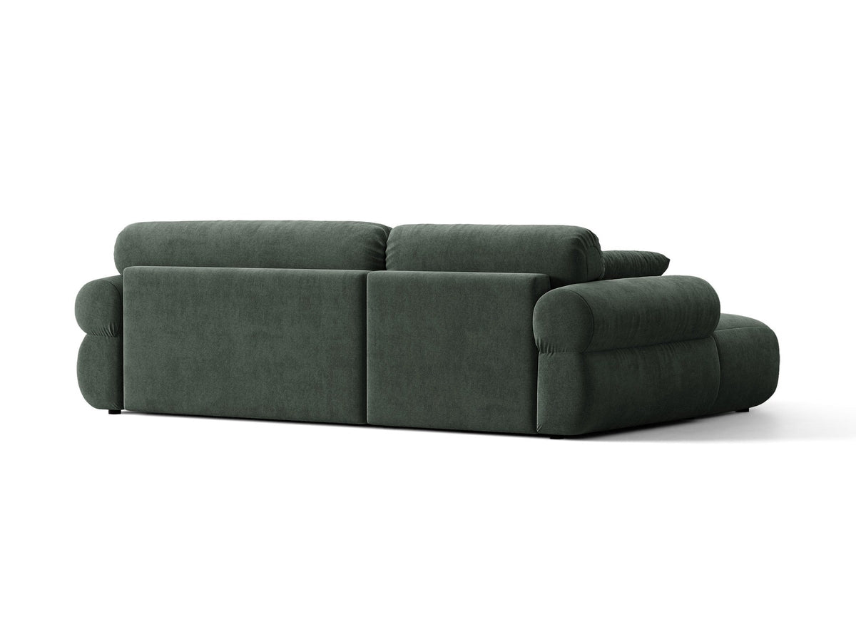 Beiges L-Sofa Ophelia von Micadoni mit Liberty-Stoffbezug, schwarzen Kunststoffbeinen und tiefer Sitzfläche, Ausrichtung links, in modernem Wohnraum.