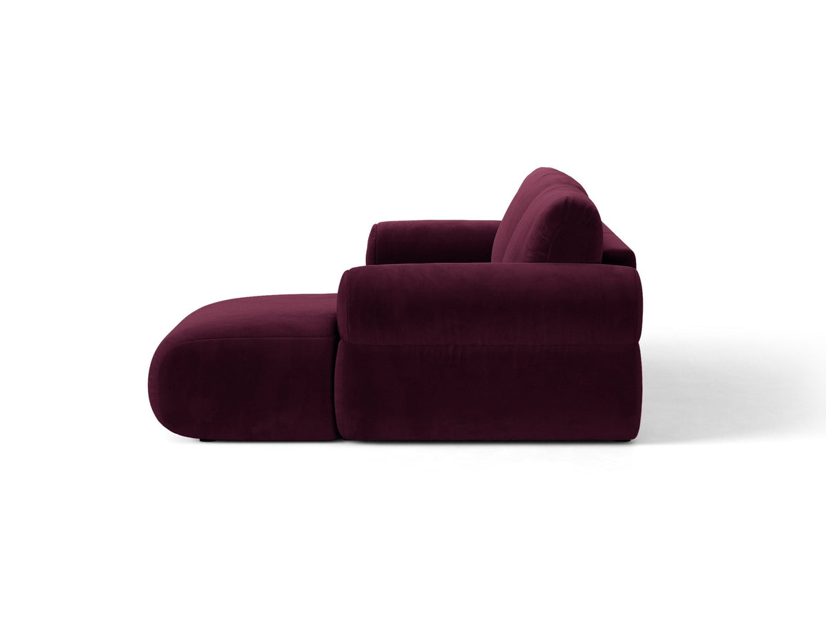 Beiges L-Sofa Ophelia von Micadoni mit Liberty-Stoffbezug, schwarzen Kunststoffbeinen und tiefer Sitzfläche, Ausrichtung links, in modernem Wohnraum.