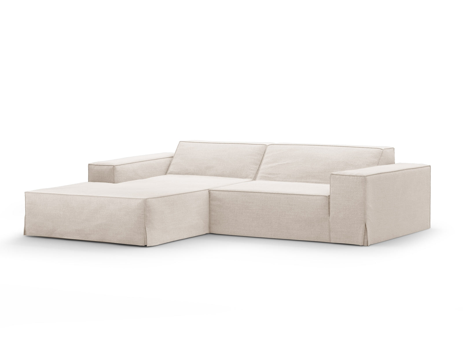 Beige Jodie Ecksofa links 3 Sitzer von Micadoni, modern und stilvoll, ideal für gemütliche Wohnräume, präsentiert von KAQTU Design AG.