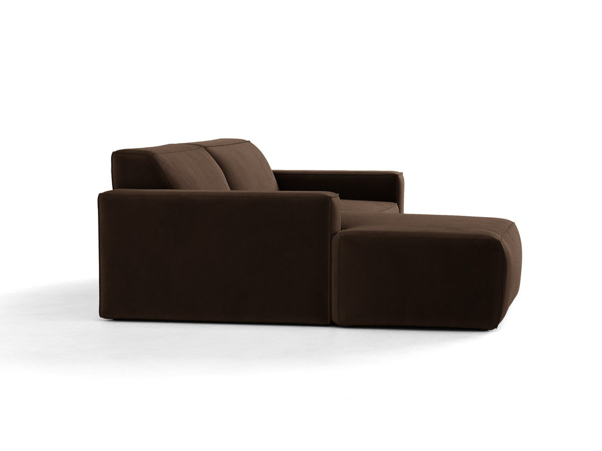 Modulares Ecksofa links Jodie mit Meridienne, Stoffbezug und schwarzen Beinen