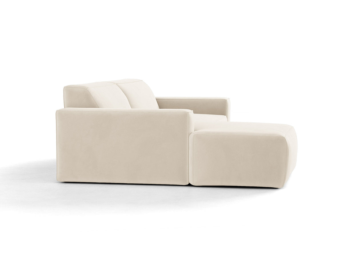 Modulares Ecksofa links Jodie mit Meridienne, Stoffbezug und schwarzen Beinen