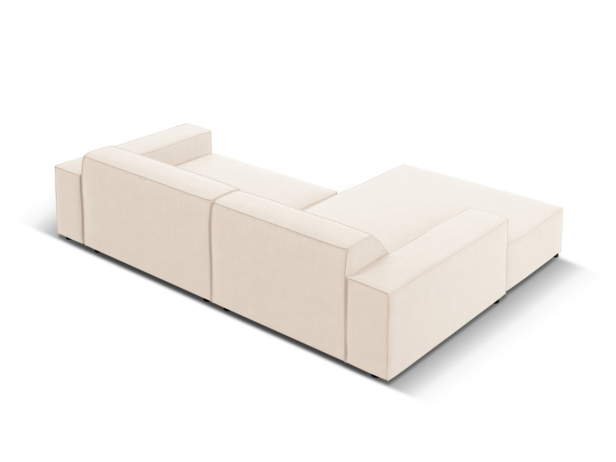 Jodie Velour modulares Ecksofa links 3 Sitzer in Light Beige-Bluvel präsentiert im Onlineshop von KAQTU Design AG. L-Sofa links ist von Micadoni
