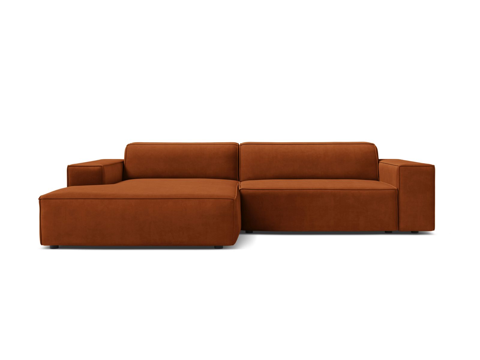 Jodie Velour modulares Ecksofa links 3 Sitzer in Terracotta-Bluvel präsentiert im Onlineshop von KAQTU Design AG. Ecksofa links ist von Micadoni