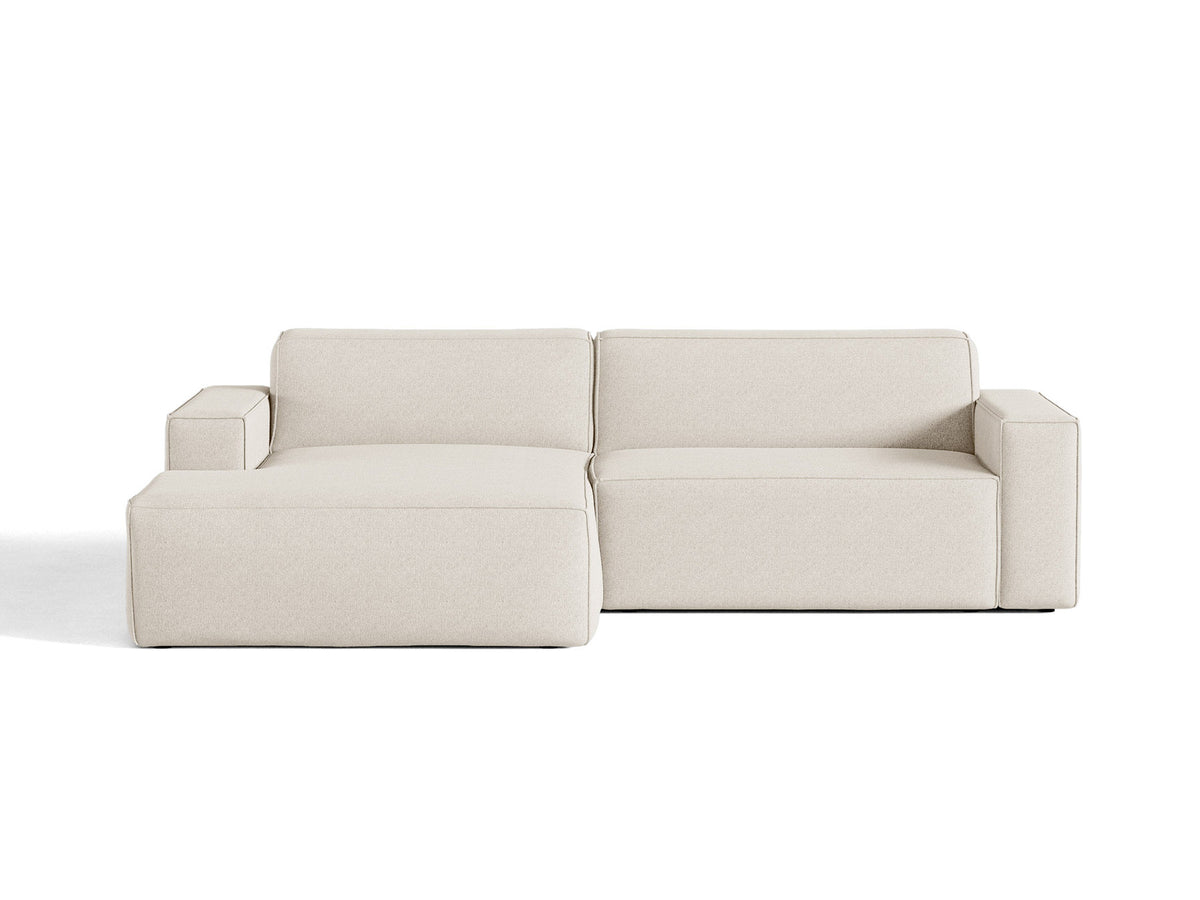 Modulares Ecksofa links Jodie mit Meridienne, Stoffbezug und schwarzen Beinen