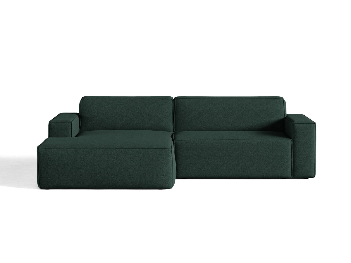 Modulares Ecksofa links Jodie mit Meridienne, Stoffbezug und schwarzen Beinen