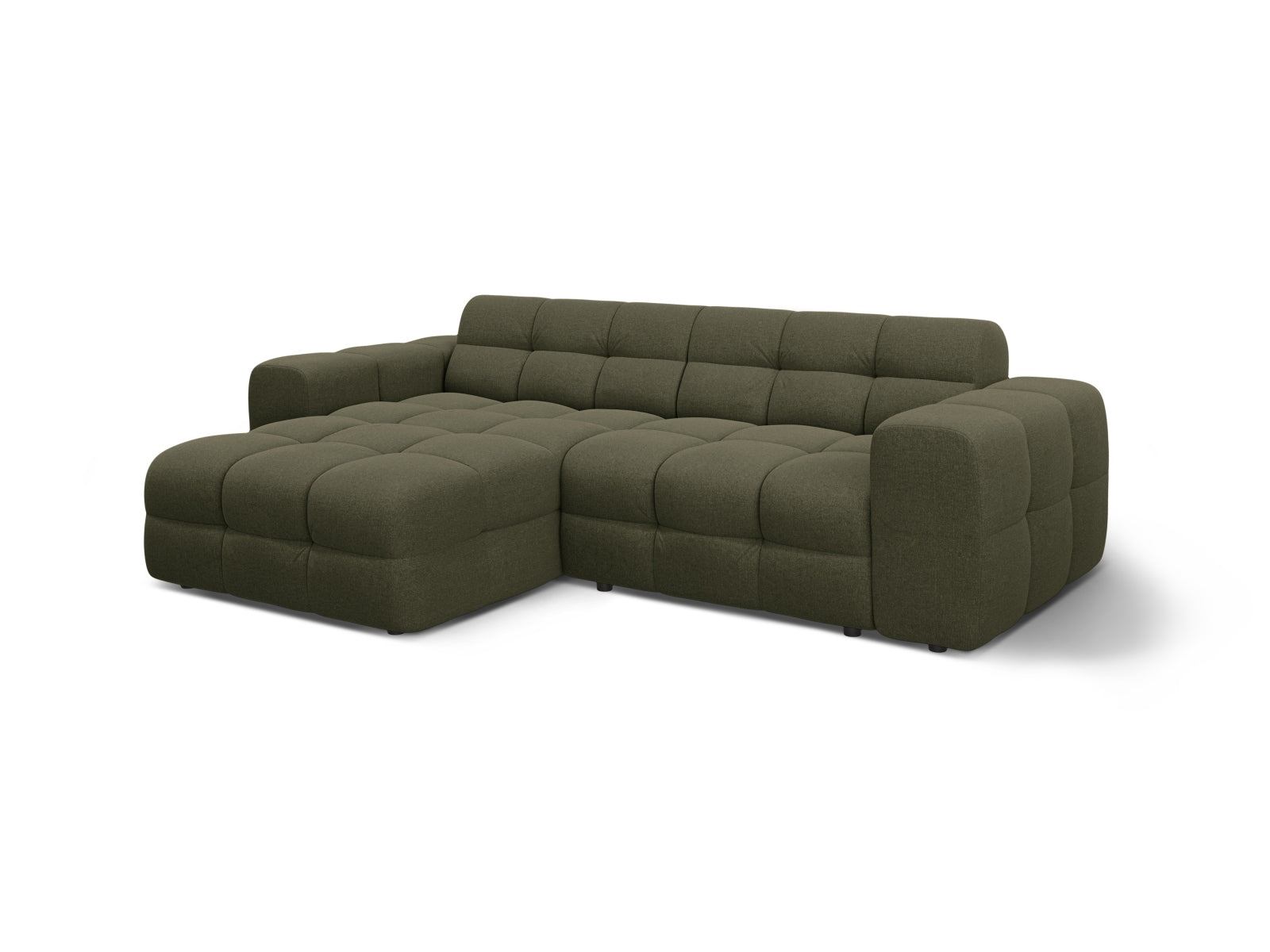 Modernes Kendal Ecksofa links in Amazon Green-Ottawa, perfekt für gemütliche Wohnzimmer. 4-Sitzer von Micadoni für höchsten Komfort.