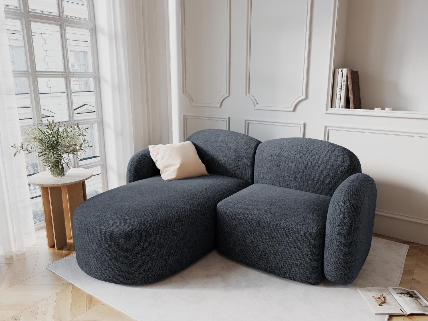Erleben Sie das stilvolle Blair Ecksofa links von Micadoni – ein eleganter 3-Sitzer aus feinstem Velours, ideal für Ihr modernes Wohnambiente.