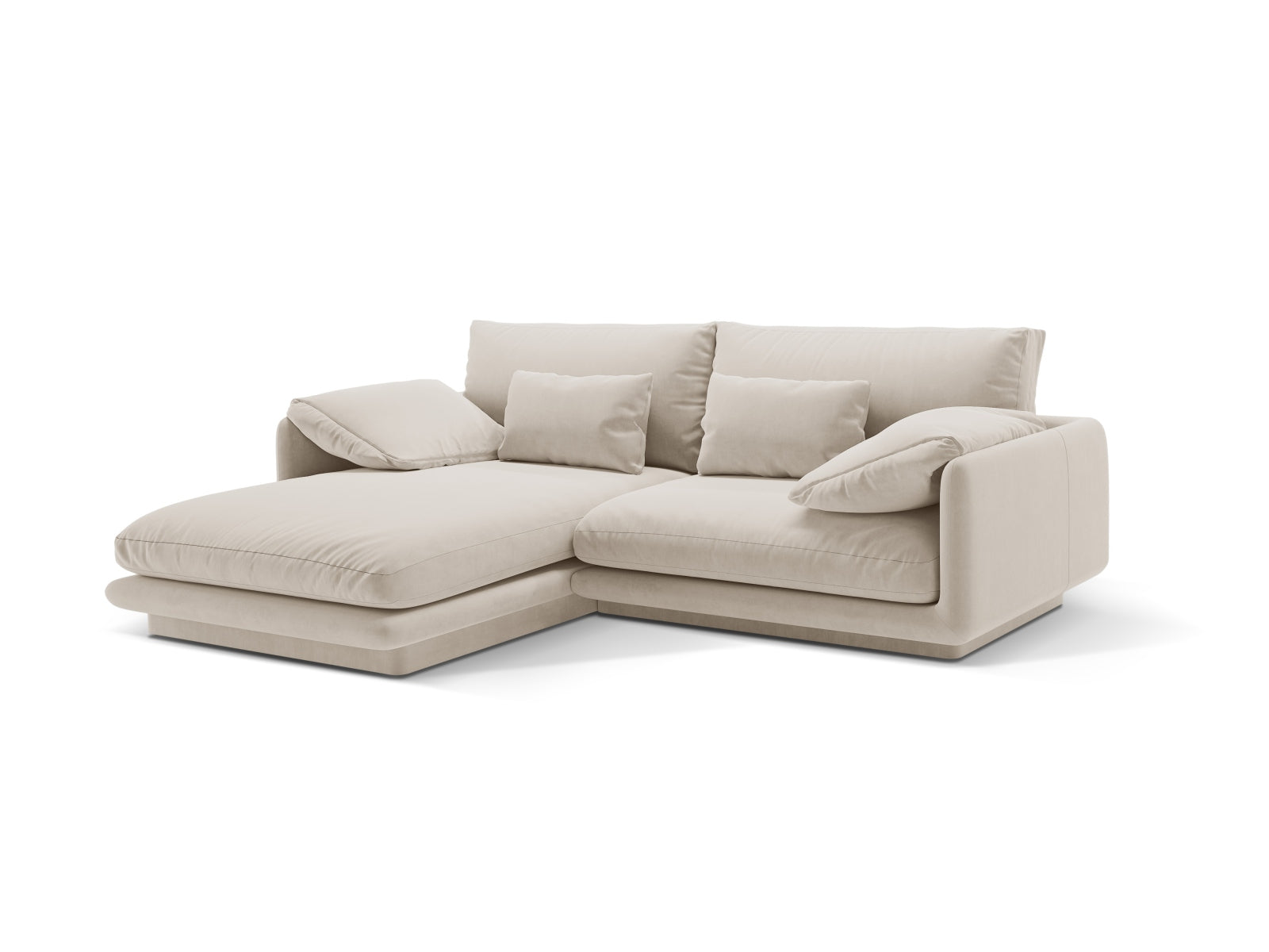 Torino Velour links Ecksofa 3 Sitzer in Ecru präsentiert im Onlineshop von KAQTU Design AG. Ecksofa links ist von Micadoni