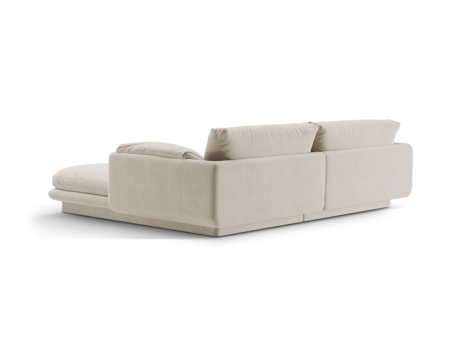 Modernes Torino Velour Ecksofa in Ecru-Casino, linksseitig, perfekt für gemütliche und stilvolle Wohnzimmergestaltung. Hochwertige Qualität von Micadoni.
